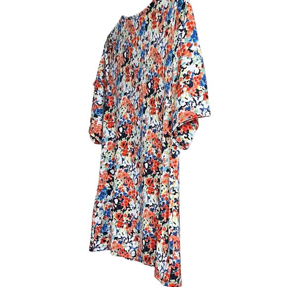 SUNNY LEIGH SHORT SPLIT SLV, V-NECK, TUNIC TOP, WOMENS, L, MULTICOLORED FLORAL - Picture 5 of 12